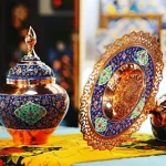 شیرینی خوری پایه دار لب دالبری مس و پرداز