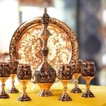 سرویس شربت خوری مس و تراش شش نفره