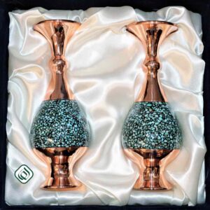 گلدان مس و فیروزه جفت