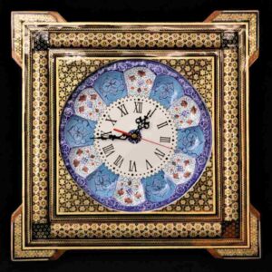 ساعت خاتم و مینا مربع گل دار