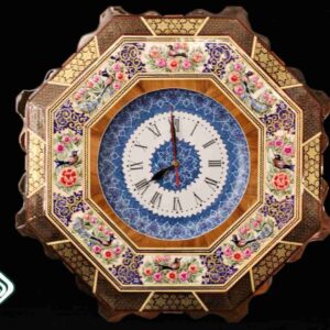 ساعت هشت ضلعی مینای خاتم و نقاشی