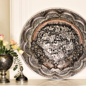 سینی گل برجسته طرح شکار